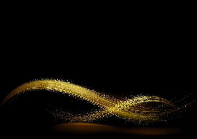 Abstract Shiny Gold Waves on Dark Background vector