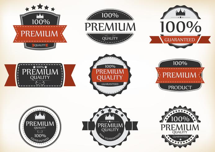 Premium Quality and Guarantee Labels with retro vintage style vector