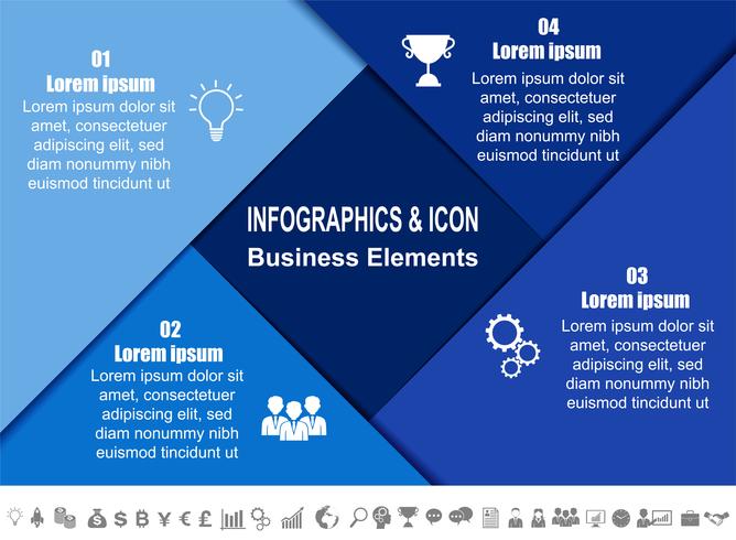 Infografía de negocios línea de tiempo proceso y plantilla de iconos. Concepto de negocio con 4 opciones, pasos o procesos. Vector. vector