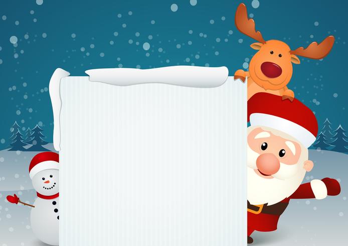 Santa Claus With Reindeer And Snowman Download Free Vectors