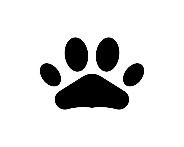 Impresión de pie perro animal mascota logotipo y símbolos vector