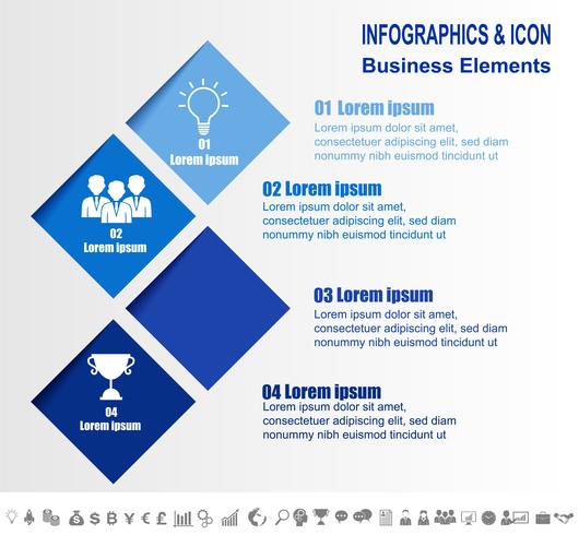 Infografía de negocios línea de tiempo proceso y plantilla de iconos. Concepto de negocio con 4 opciones, pasos o procesos. Vector. vector