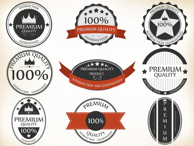 Premium Quality and Guarantee Labels with retro vintage style vector