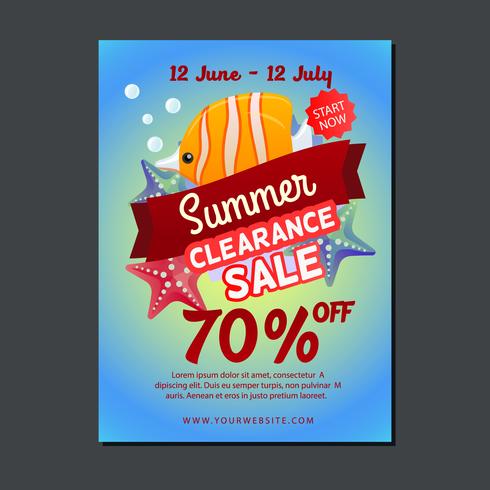 sale poster template with fish vector