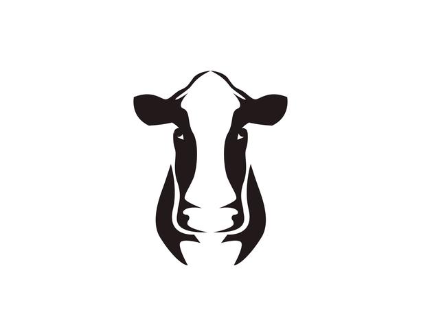 Plantilla de vector de símbolos y logotipo de cabeza de vaca