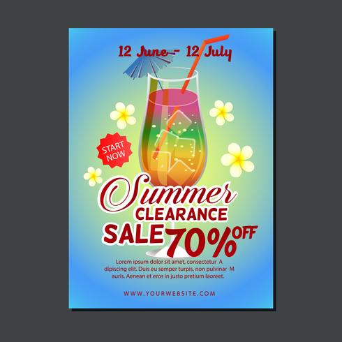 sale poster template with summer drink vector