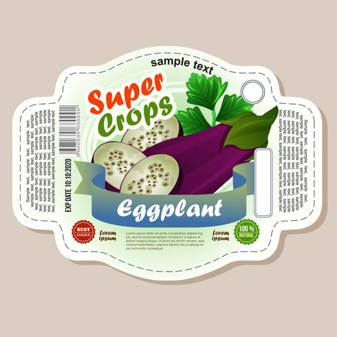 eggplant label sticker vector