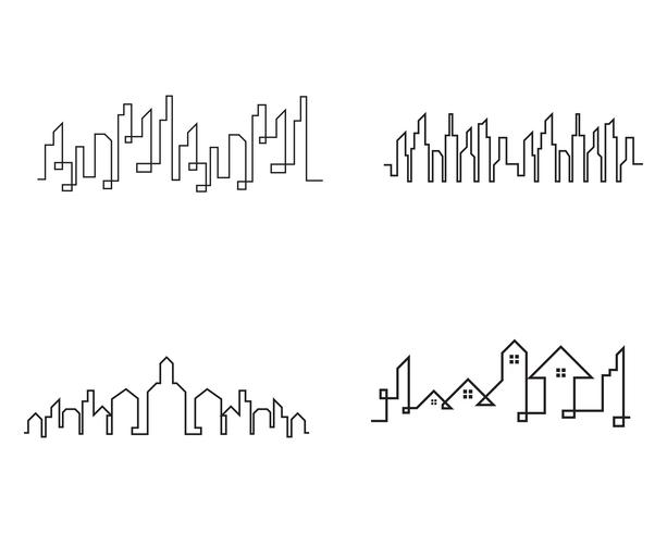 Horizonte de la ciudad moderna. silueta de la ciudad. ilustración vectorial en plano vector