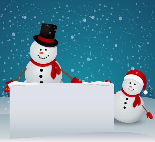 Christmas Greeting Card with snowman family vector