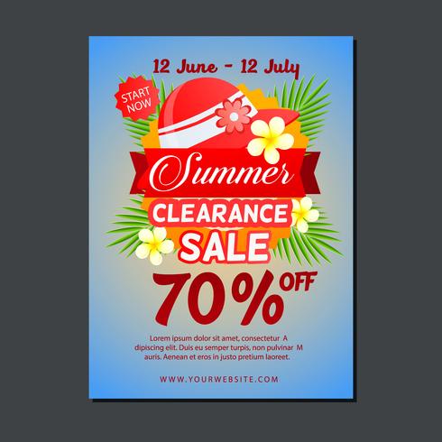 sale poster template with summer hat vector