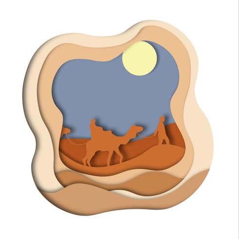 desert caravan camel vector