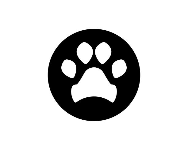 Impresión de pie perro animal mascota logotipo y símbolos vector