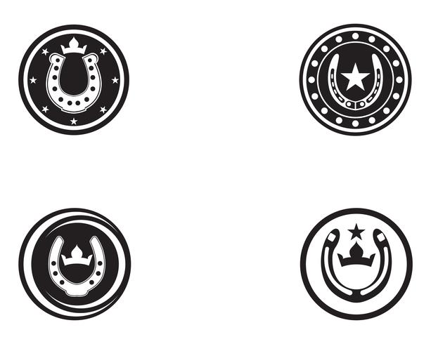 Plantilla de vector de símbolos y logotipo de zapatos de caballo negro