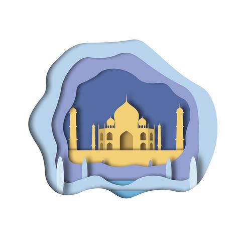 Taj Mahal Paper Art Style vector