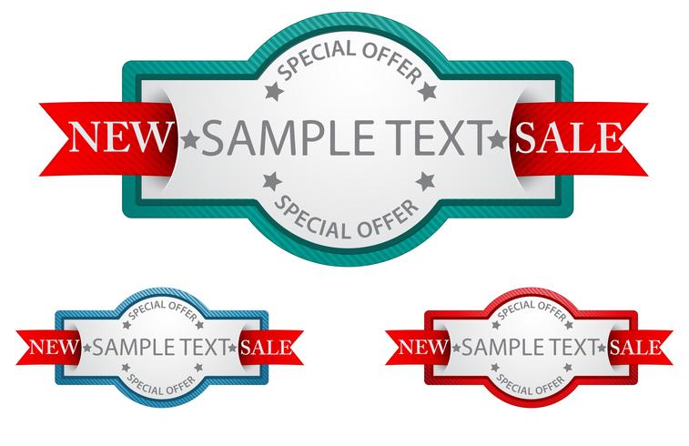 Labels with ribbon .commercial sign vector