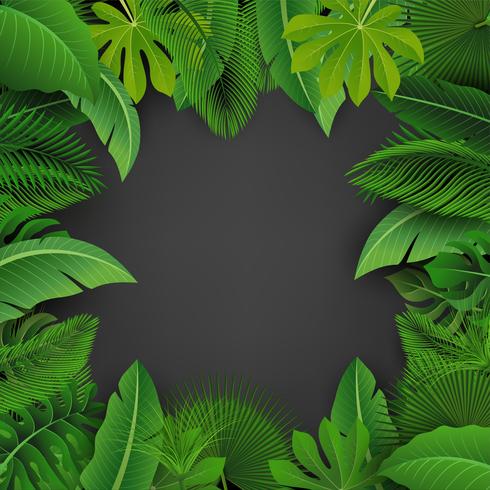 Fondo De Hojas Tropicales. Adecuado para el concepto de naturaleza, vacaciones y vacaciones de verano. Ilustración vectorial vector