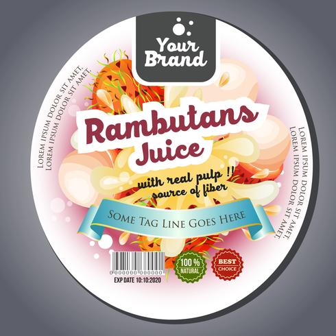 rambutans juice label sticker vector