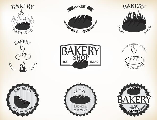 Etiquetas de panadería e insignias con diseño retro de estilo vintage vector