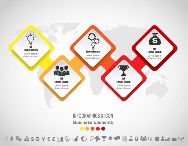 Grupo objetivo de negocios infografía en el mapa mundial. Los iconos de mapa mundial y de marketing se pueden utilizar para el diseño del flujo de trabajo, diagrama, informe, .Vector. vector