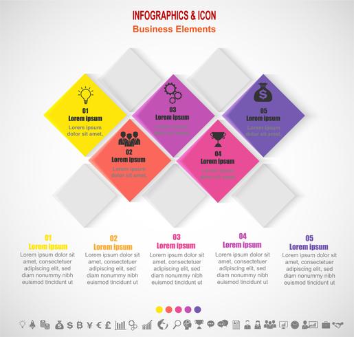 Infographic business timeline process and icons template.  Business concept with 5 options, steps or processes. Vector. vector