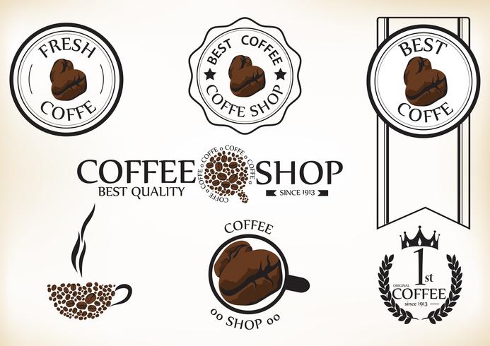 Conjunto de insignias de cafetería retro vintage y etiquetas vector