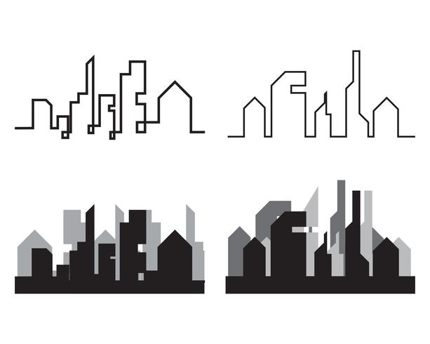 Horizonte de la ciudad moderna. silueta de la ciudad. ilustración vectorial en plano vector