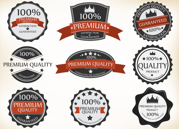 Premium Quality and Guarantee Labels with retro vintage style vector