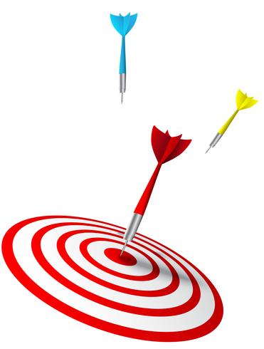 colorful darts hitting a target vector
