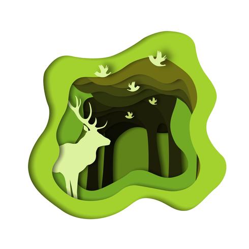 deer paper art vector