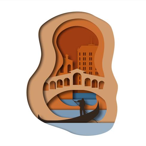 estilo de arte de papel de Venecia vector