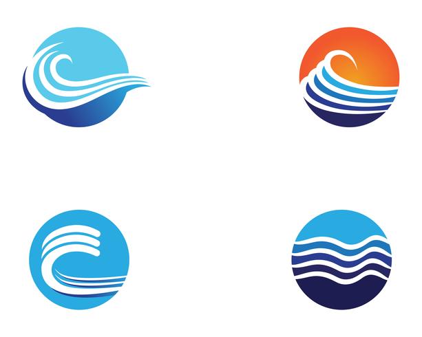 Ola playa logotipo y símbolos vector plantilla