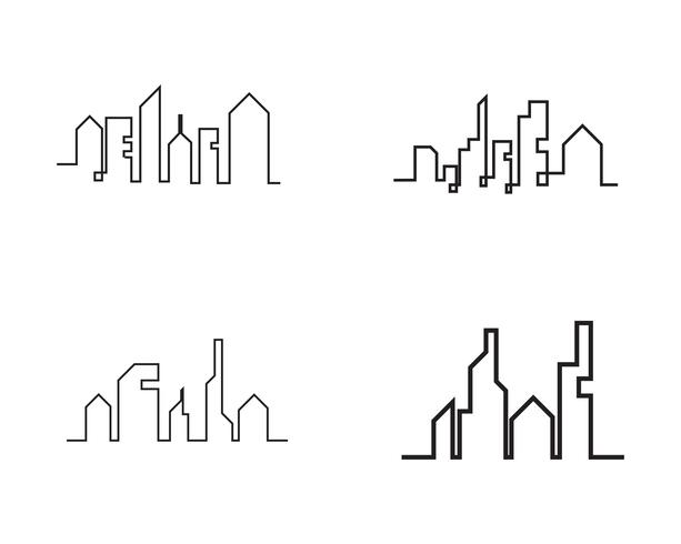 Horizonte de la ciudad moderna. silueta de la ciudad. ilustración vectorial en plano vector