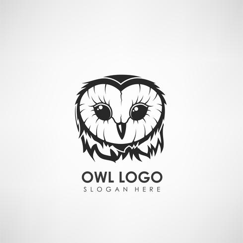 Owl head concept logo template. Label for company or organization. Vector illustration