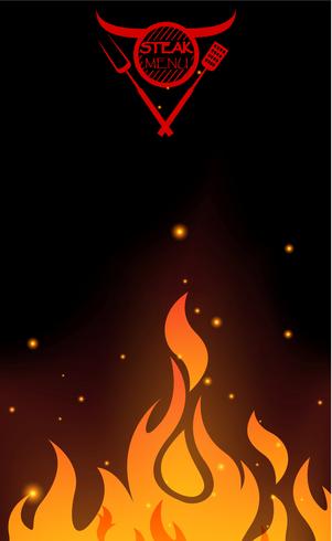 Restaurant menu design with flame vector