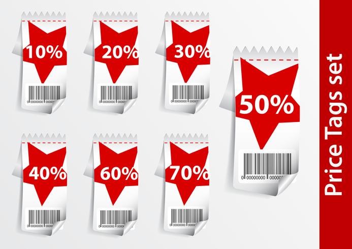 Set of Discount labels with bar code vector