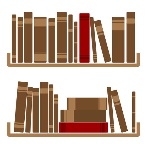 Different red Books On shelf vector