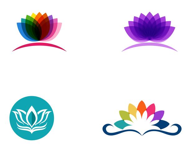 Plantilla de vector de logotipo y símbolos de flor de loto