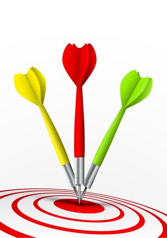 colorful darts hitting a target vector