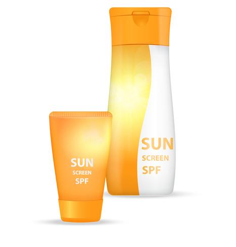 Sunblock body lotions vector