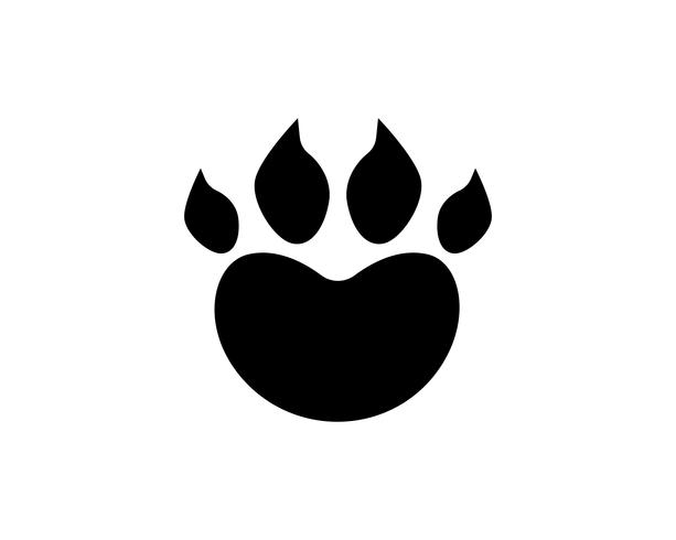 Impresión de pie perro animal mascota logotipo y símbolos vector