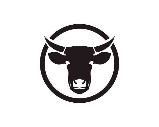 Plantilla de vector de símbolos y logotipo de cabeza de vaca