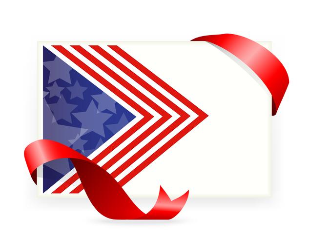 American flag , Business cards with ribbon vector