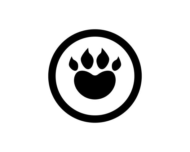 Impresión de pie perro animal mascota logotipo y símbolos vector