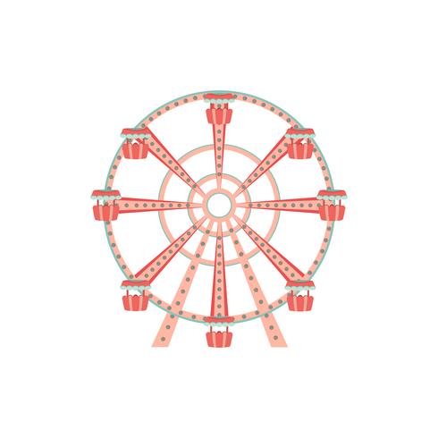 Cartoon Ferris wheel icon. Amusement park ride. vector