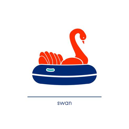 Swan ride icon. Line art style. vector