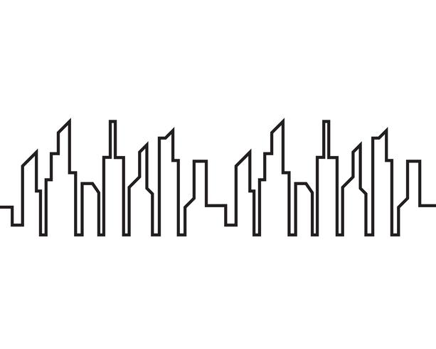 Horizonte de la ciudad moderna. silueta de la ciudad. ilustración vectorial en plano vector