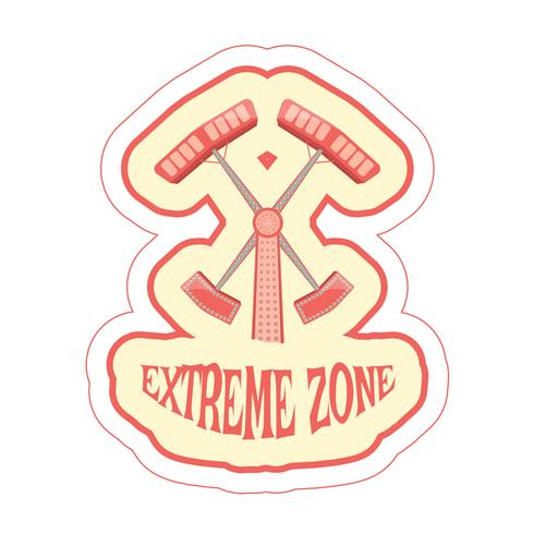 Sticker with cartoon ride double hammer and text extreme zone vector