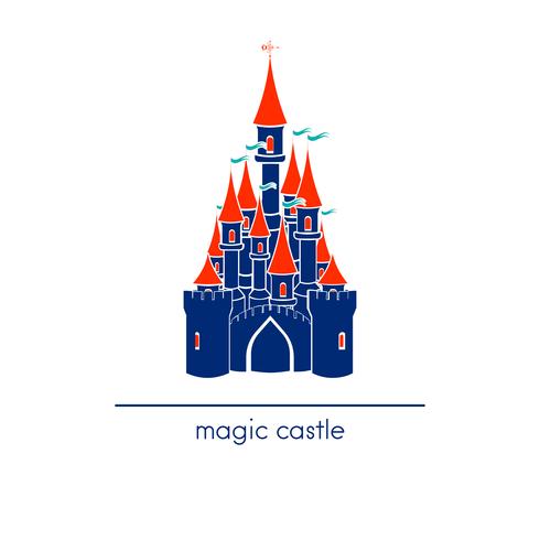 Castle Line art style. Amusement park icon. vector