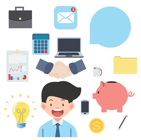 Business Objects flat icons vector collection