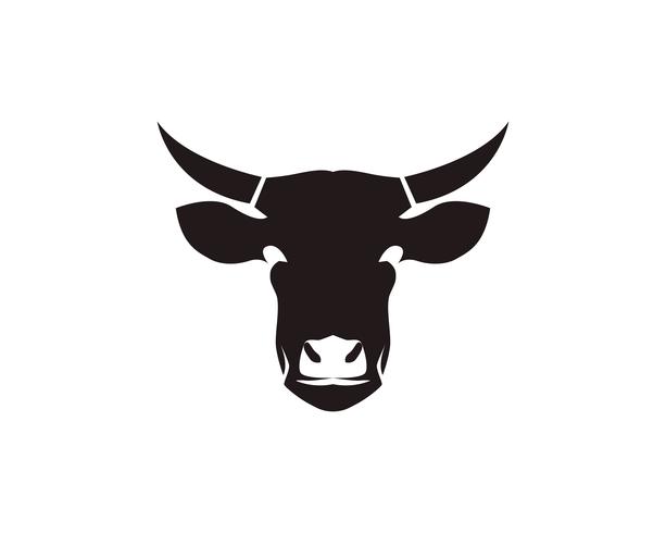 Plantilla de vector de símbolos y logotipo de cabeza de vaca